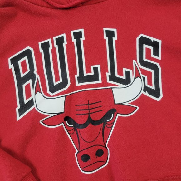 Vintage Chicago Bulls Cropped Hoodie S Small Red NBA Basketball Jordan Pippen - Picture 7 of 12